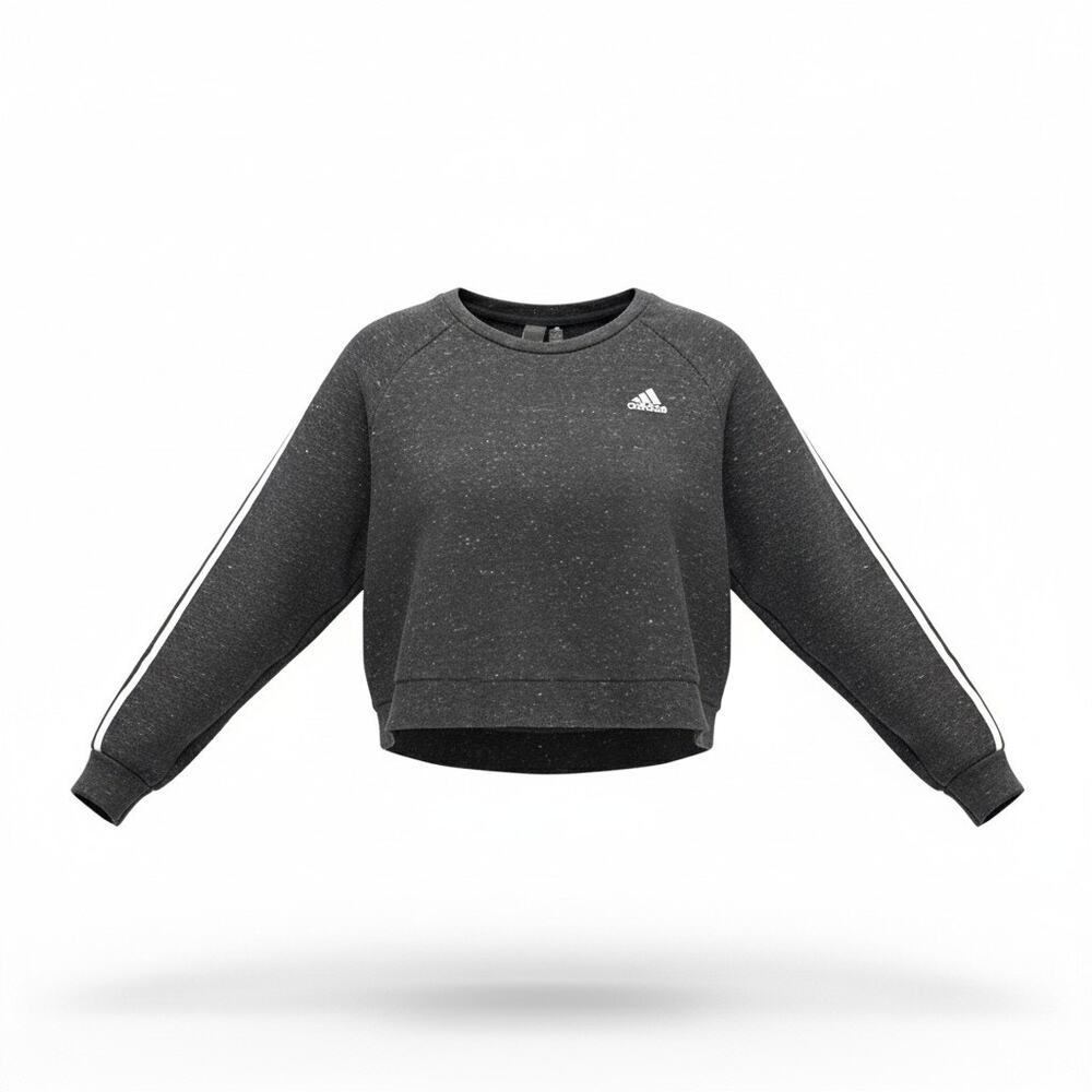 Adidas Cropped Crewneck 3 Stripe Pullover Fleece Interior Size Small